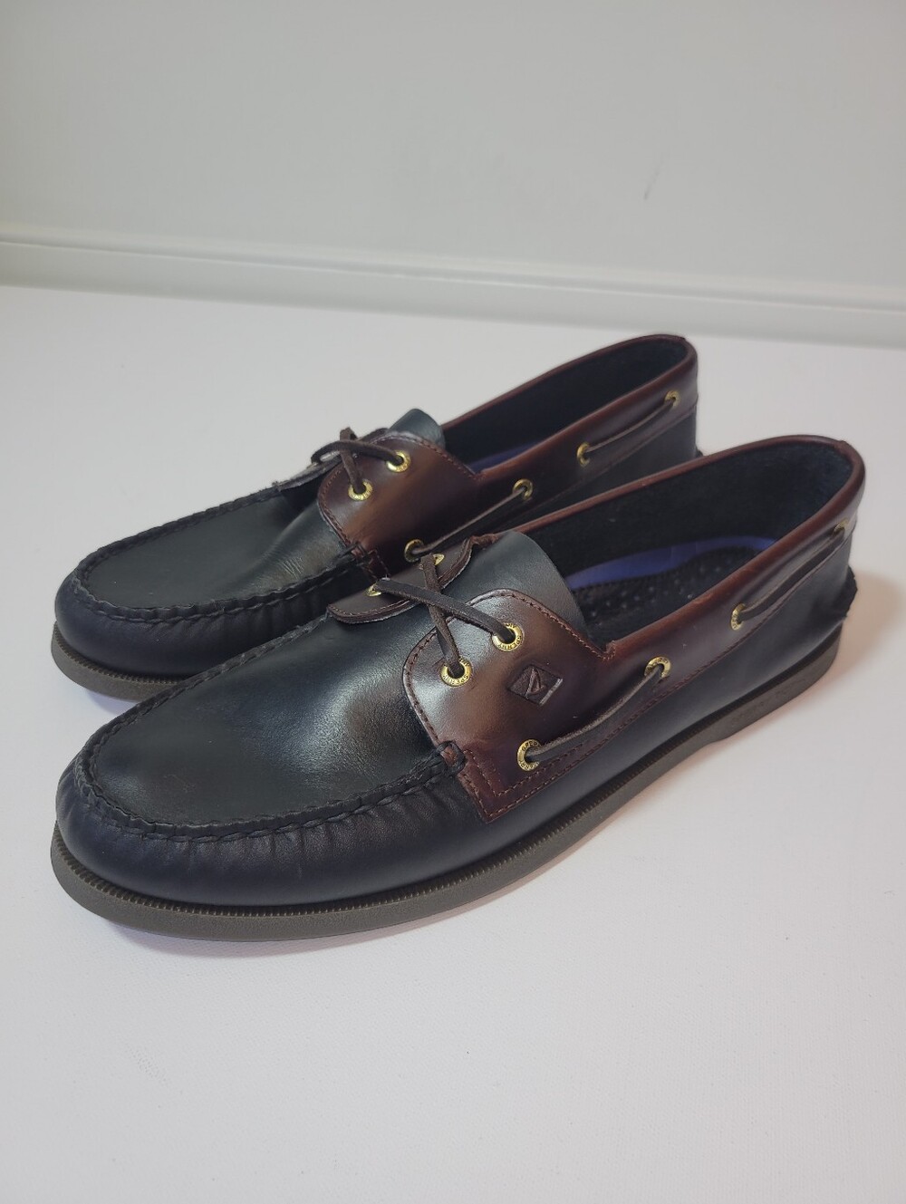 Sperry Authentic Original 2-Eye Leather Boat Shoes Mens 15 M Black Brown